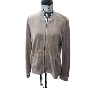 Central Park Women's sz Medium Gray Velour Zip up Jacket NWT